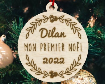 Boule de Noël ornament Personnalisable , Mon premier noël prénom au choix