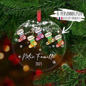 Personalizable ornament Christmas ball, First name to choose from up to 6 first names - Our family - Made in France