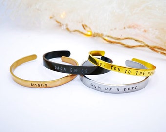 Bracelet jonc à personnaliser, bijoux personnalisable homme femme , cadeau marraine parrain prenom/texte/symbole au choix-Acier inoxydable