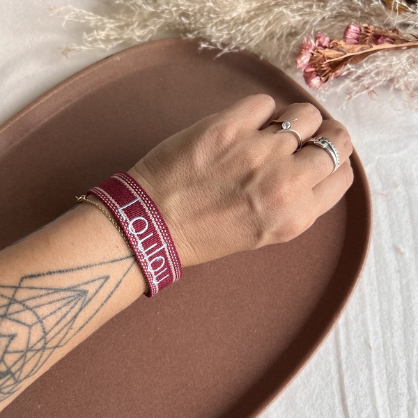 Bracelet en coton tissé à personnaliser le prénom/texte de votre choix