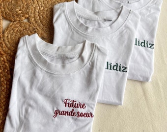 Tee shirt T-shirt enfant personnalisé, brodé avec Texte/prénom au choix 100% coton