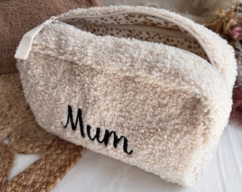 Terry towelling toiletry bag EMBROIDERED with the first name of your choice