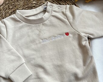 Sweat bébé personnalisé, brodé avec Texte/prénom au choix en coton Bio