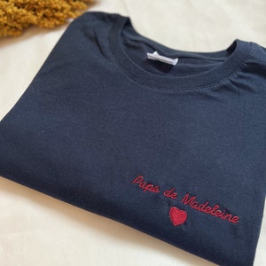 Personalized T-shirt, embroidered with text/first name of your choice, 100% cotton