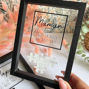 Cadre puzzle Maman fête des mères pères – Couleur et gravure PUZZLE au choix À Personnaliser