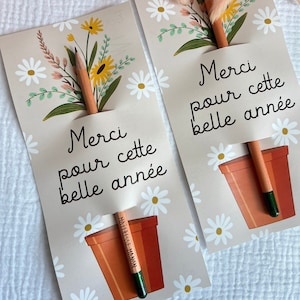 Crayon à planter à personnaliser avec le prénom de votre choix - Merci maîtresse maître nounou atsem Fleurs remerciement