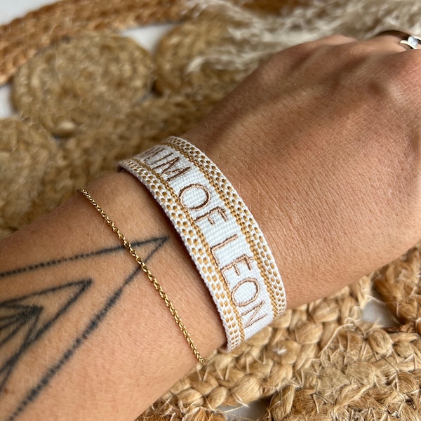 Bracelet en coton tissé à personnaliser le prénom/texte de votre choix