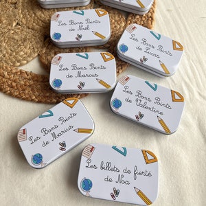 Boite à bons points , boité métal personnalisée , boite rangement