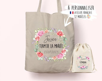 Tote Bag personnalisé Sac shopping personnalisable Témoin demoiselle d'honneur, kit mariée, cadeau mariage, baptême, EVJF