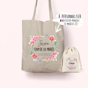 Tote Bag personnalisé Sac shopping personnalisable Témoin demoiselle d'honneur, kit mariée, cadeau mariage, baptême, EVJF image 1