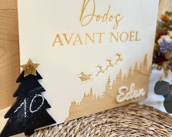 Décompte de noël en bois - calendrier de l'avent compte à rebours à personnaliser avec le prénom