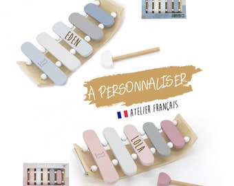 Xylophone à personnaliser avec prénom, 2 coloris au choix