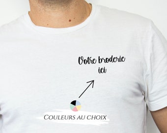 Tee shirt T-shirt personnalisé, brodé avec Texte/prénom au choix 100% coton