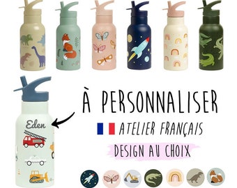Gourde enfant personnalisé GRAVURE paroi en acier inoxydable - Design au choix
