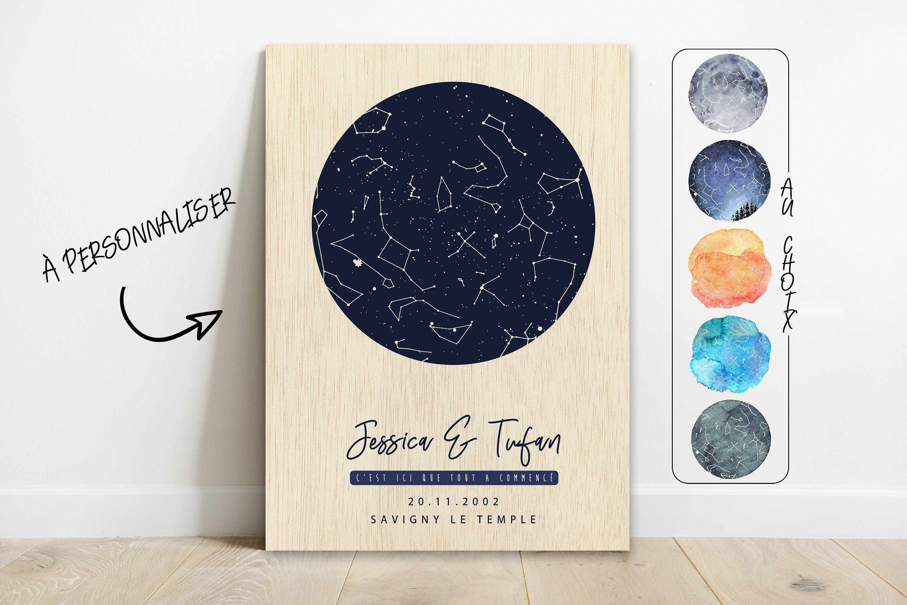 Carte Du Ciel Personnalisée de Votre Moment Privilégié - Made in France Impression Uv Constellation 