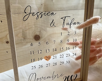 Cadre calendrier date importante à personnaliser avec le prénom et date au choix