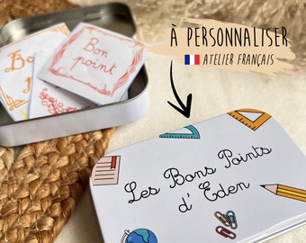 Boite à bons points , boité métal personnalisée , boite rangement