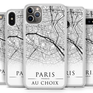 Siliconen hoes bumper zachte iPhone Samsung Huawei - stad PARIJS plan stadsplattegrond aanpasbare kaart met uw voornaam of datum van keuze doos