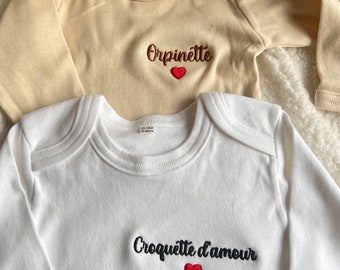 EMBROIDERED baby bodysuit to personalize with the first name of your choice