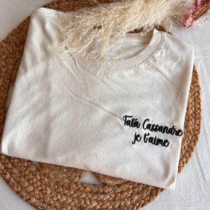 Tee shirt T-shirt personnalisé, brodé avec Texte/prénom au choix 100% coton image 2