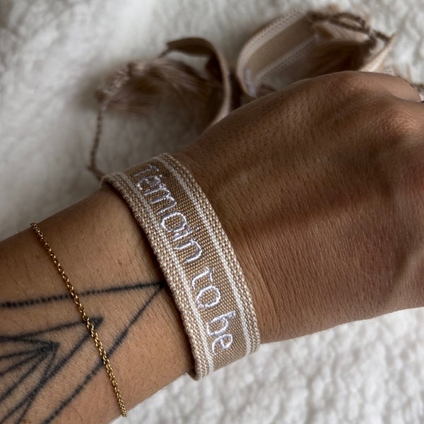 Bracelet en coton tissé à personnaliser le prénom/texte de votre choix