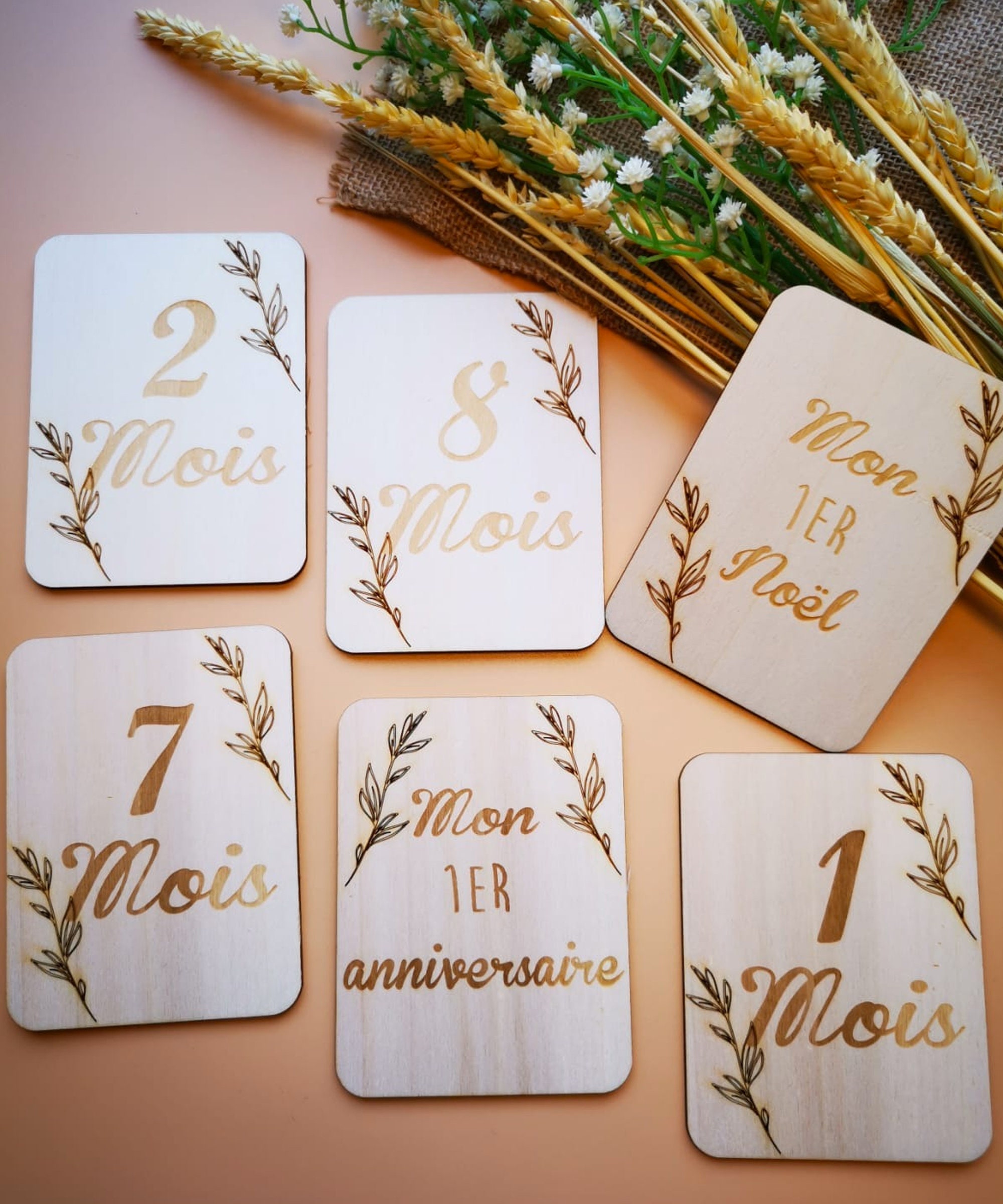 15 Cartes Etapes Pour Bebe En Bois Rectangle Etsy