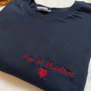 Personalized T-shirt, embroidered with text/first name of your choice, 100% cotton image 2