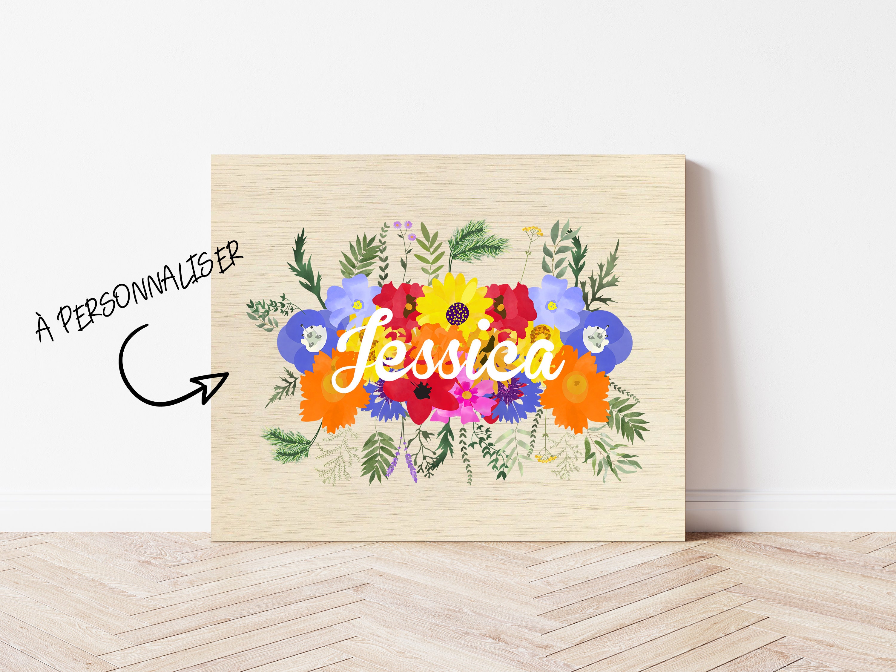 Tableau Fleurs , Roses , Tulipes - Made in France Impression Uv Personnalisable avec Le Prénom de Vo