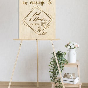 Panneau de bienvenue en bois pour Mariage ou décoration à personnaliser Prénoms au choix, panneau d'accueil n image 2