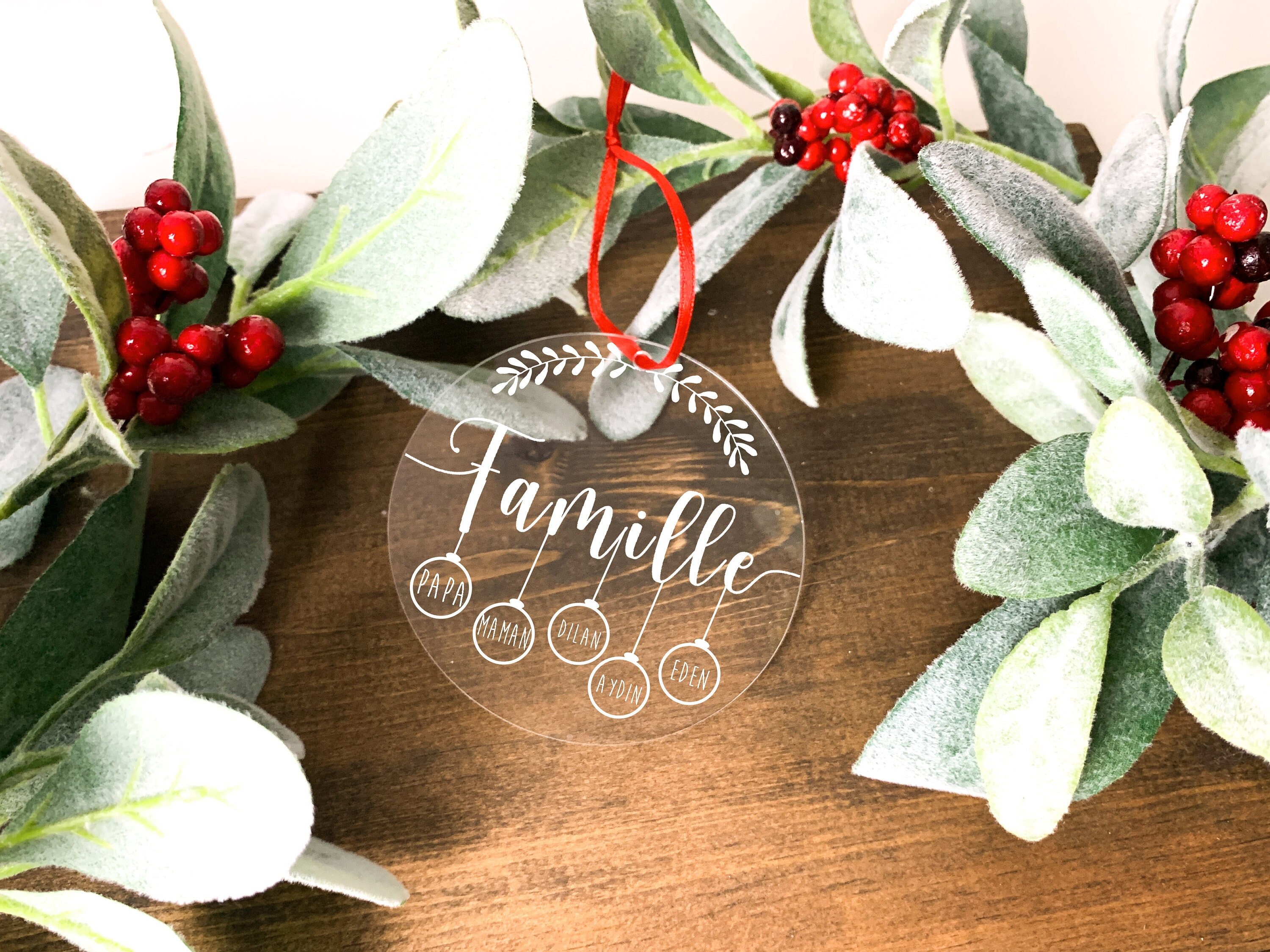Boule de Noël Famille Personnalisable, Jusqu'a 5 Prénoms Au Choix