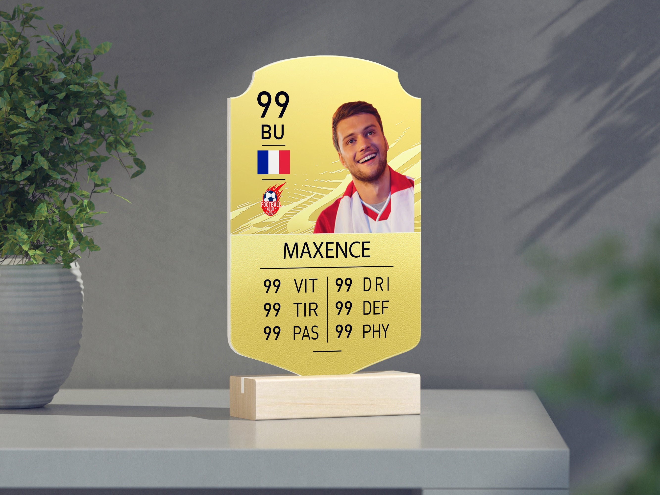 Plaque Carte Foot Team Gold - Made in France Impression Uv Personnalisable Au Choix Cadeaux 2021