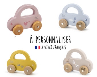 Jouet Voiture en bois à personnaliser avec prénom de votre choix - cadeau de naissaince