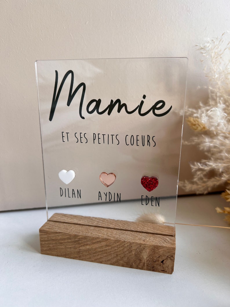 pancarte mamie les petits coeurs à personnaliser avec les prénoms et couleur coeur de votre choix fête des mamies image 4