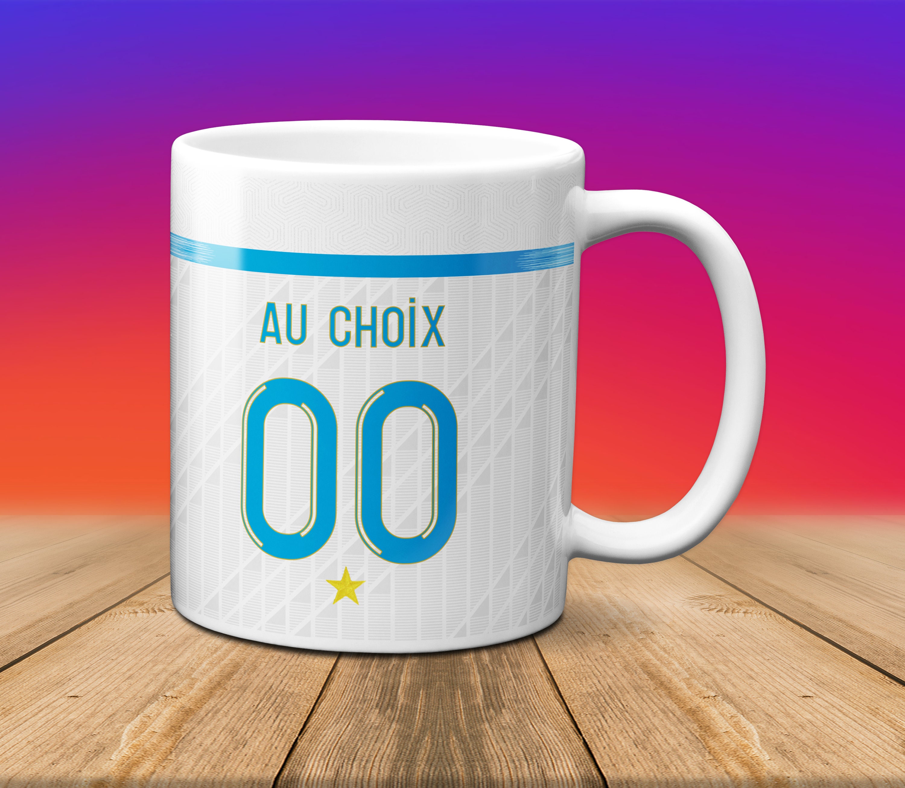 Mug Tasse en Céramique Café - Made in France -Football Personnalisable Nom et Prenom Au Choix Marsei