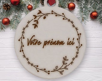 boule de noël personnalisable en bois Motif 3