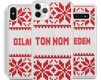 Coque Silicone Bumper Souple IPHONE Samsung Huawei - Joyeux noel christmas Personnalisable avec PRENOM, Texte et/ou Initiale au Choix Girl