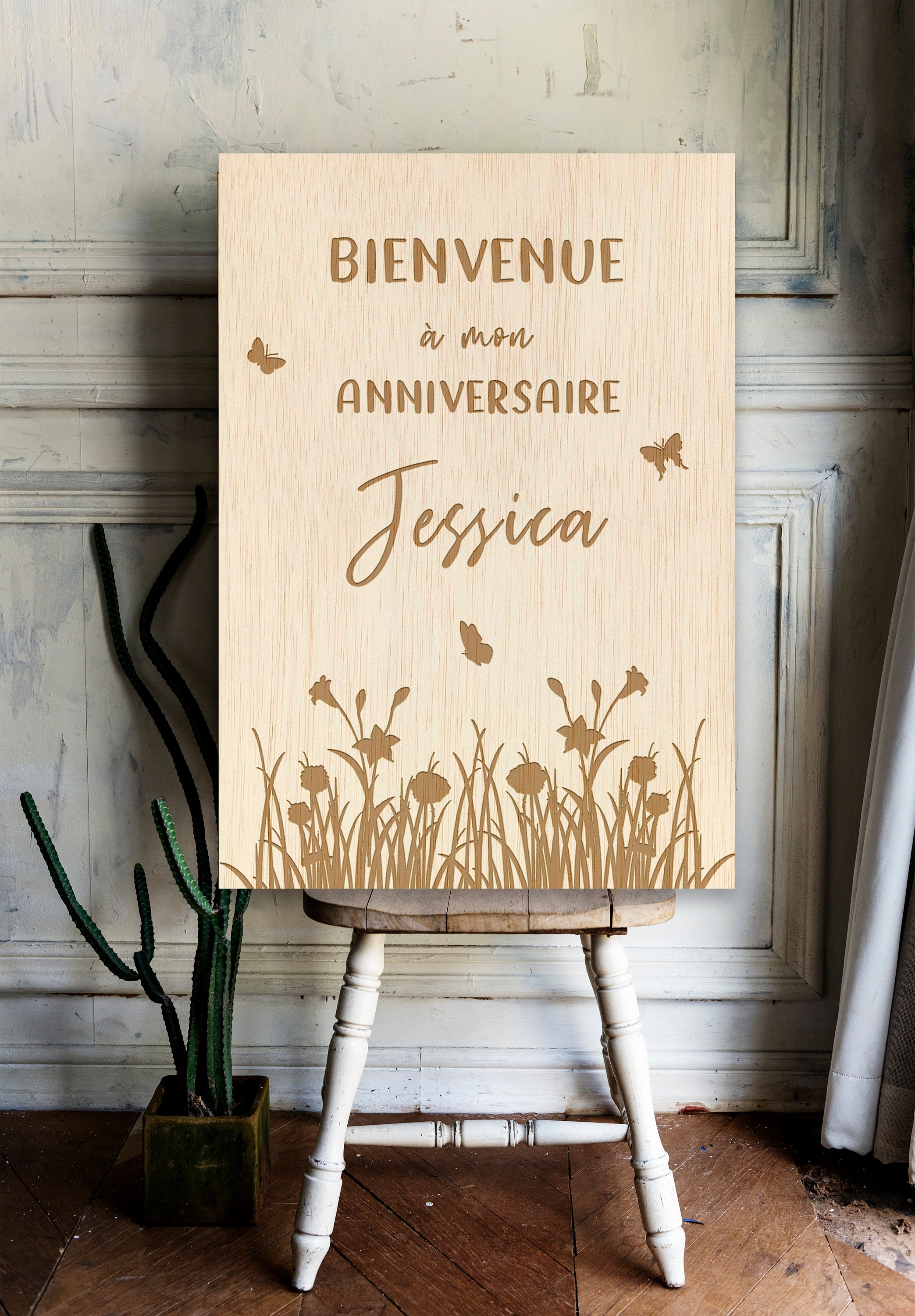 Panneau de Bienvenue en Bois Pour Anniversaire, Baptême ou Décoration à Personnaliser Prénom Au Choi