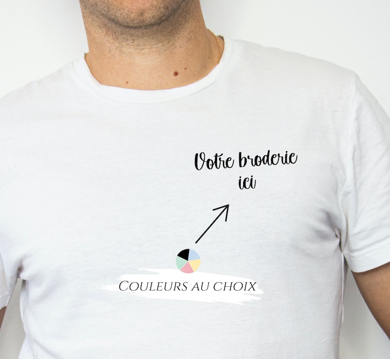 Tee shirt T-shirt personnalisé, brodé avec Texte/prénom au choix 100% coton image 5