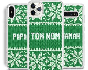 Coque Silicone Bumper Souple IPHONE Samsung Huawei - Joyeux noel christmas Personnalisable avec PRENOM, Texte et/ou Initiale au Choix Girl