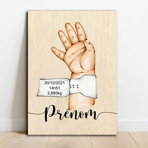 Baby Hand - Baby Birth Welcome on Wood para personalizar