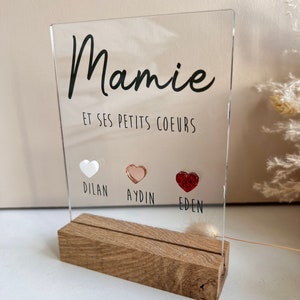 pancarte mamie les petits coeurs à personnaliser avec les prénoms et couleur coeur de votre choix fête des mamies image 2