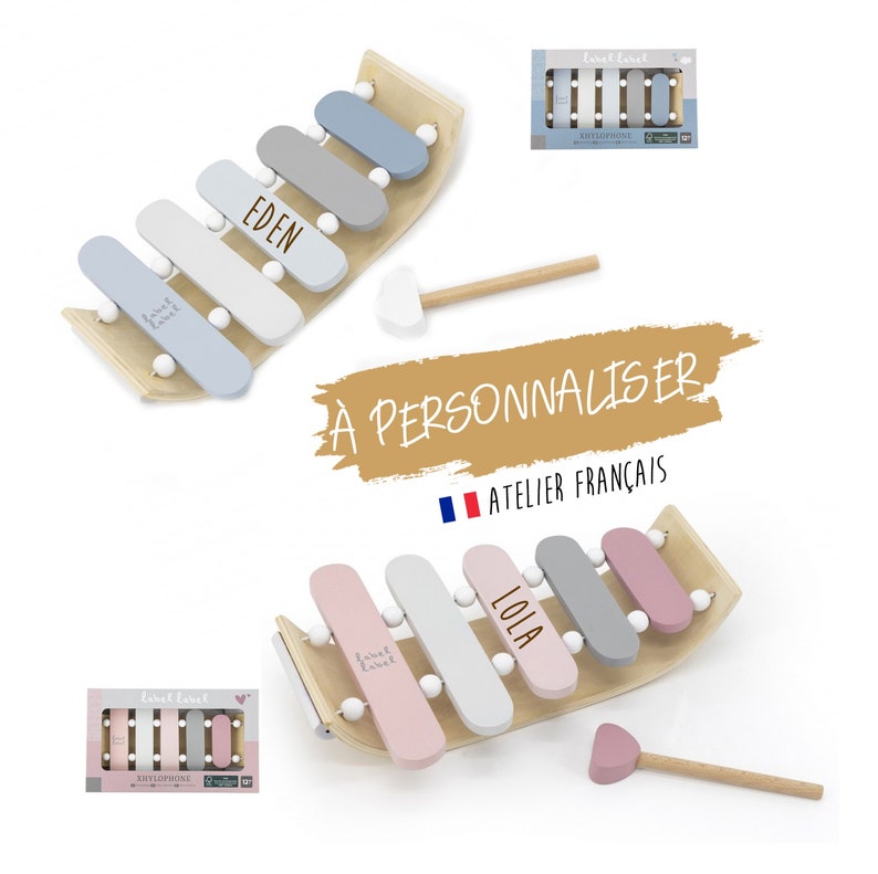 Xylophone à personnaliser avec prénom, 2 coloris au choix image 1