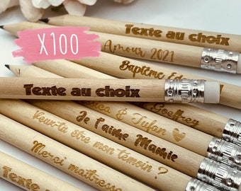 Lot mini crayons personnalisable mariage anniversaire baptême invitation naissance cadeaux texte au choix