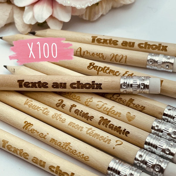 Lot mini crayons personnalisable mariage anniversaire baptême invitation naissance cadeaux texte au choix