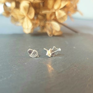 Silver Acorn & Oak Leaf Stud Earrings Back to School Handmade Sterling Silver