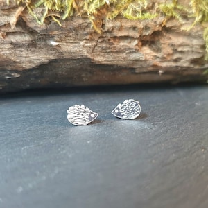 Silver Hedgehog Stud Earrings Back to School Sterling Silver