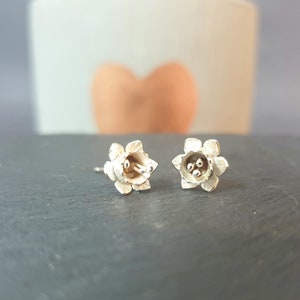 Daffodil Flower Stud Earring Silver Handmade Sterling Silver