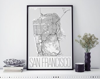 San Francisco | California | CA | Map Print | Wall Art Decor | City Poster | Printable Decor | Office Artwork | Gift | USA | United States