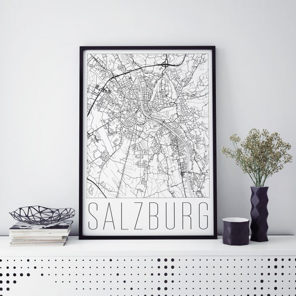 Salzburg Map Print | Wall Art | Map Print | Wall Decor | Poster | City Poster | Printable Decor | Office Artwork | Gift | Austria