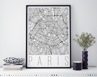 Paris Map Print | Wall Art | Map Print | Wall Decor | Plakat Stadtplatster | Druckbare Dekoration | Office Artwork | Geschenk | Frankreich